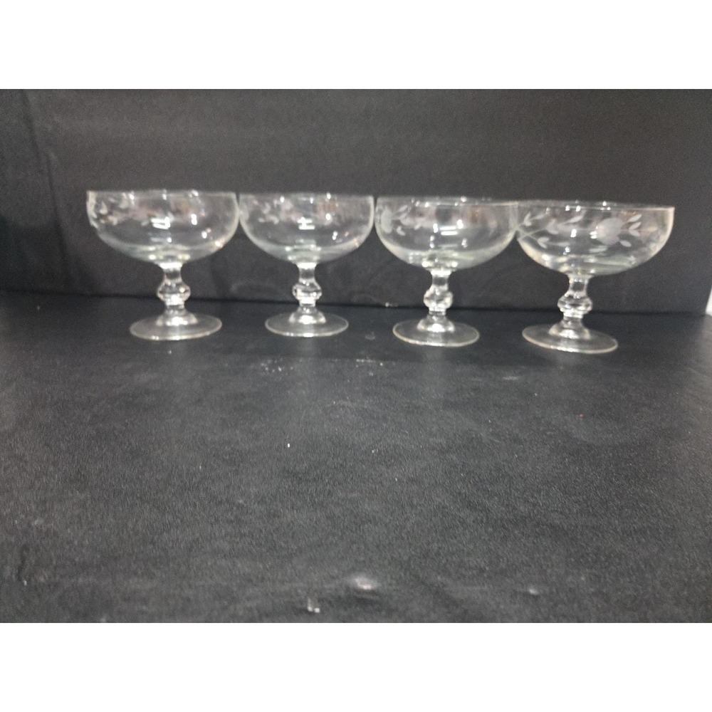 Princess House Heritage Dessert Dishes, Set‎ of 4 Crystal Dishes, Vtg Tableware